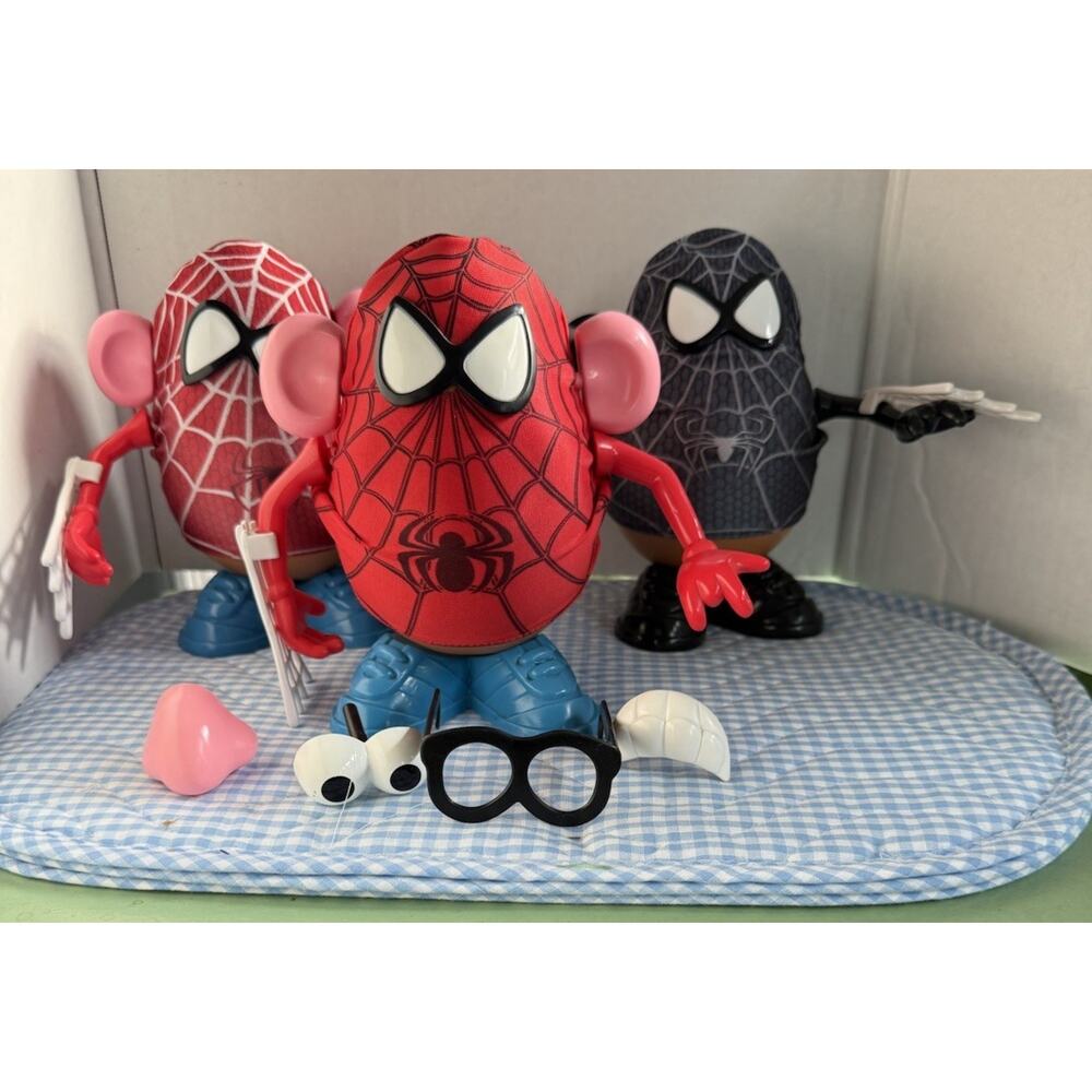 RARE Mr Potato Head spider man 1985 playskool Spider Spud Venom - Lot Of 3